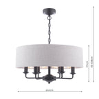 Laura Ashley Sorrento Lampadario a 6 Luci Nero Opaco con Paralumi Naturali