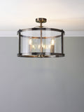 Laura Ashley Harrington 3 Luci Semi-Flush Ottone Antico e Vetro