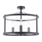 Laura Ashley Harrington 3 Luci Semi-Flush Nero Opaco e Vetro