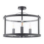 Laura Ashley Harrington 3 Luci Semi-Flush Nero Opaco e Vetro