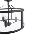 Laura Ashley Harrington 3 Luci Semi-Flush Nero Opaco e Vetro