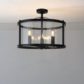 Laura Ashley Harrington 3 Luci Semi-Flush Nero Opaco e Vetro