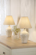Lampada da Tavolo Laura Ashley Pussywillow Ceramica Crema Con Paralume (Confezione Doppia)