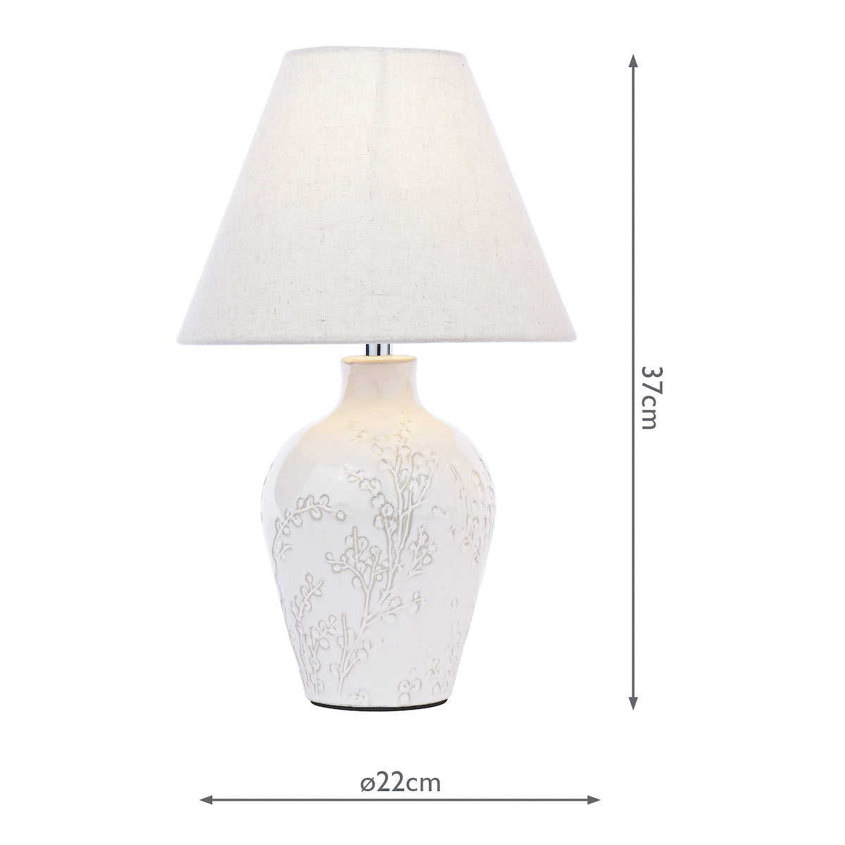 Lampada da Tavolo Laura Ashley Pussywillow Ceramica Crema Con Paralume (Confezione Doppia)