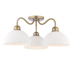 Laura Ashley Durford 3 Luci Semi-Flush Ottone Anticato Matt e Ceramica Bianca