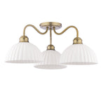 Laura Ashley Durford 3 Luci Semi-Flush Ottone Anticato Matt e Ceramica Bianca