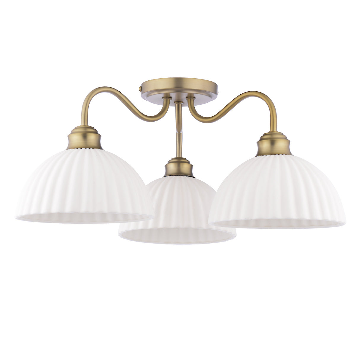 Laura Ashley Durford 3 Luci Semi-Flush Ottone Anticato Matt e Ceramica Bianca