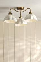 Laura Ashley Durford 3 Luci Semi-Flush Ottone Anticato Matt e Ceramica Bianca