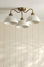 Laura Ashley Durford 3 Luci Semi-Flush Ottone Anticato Matt e Ceramica Bianca