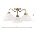 Laura Ashley Durford 3 Luci Semi-Flush Ottone Anticato Matt e Ceramica Bianca