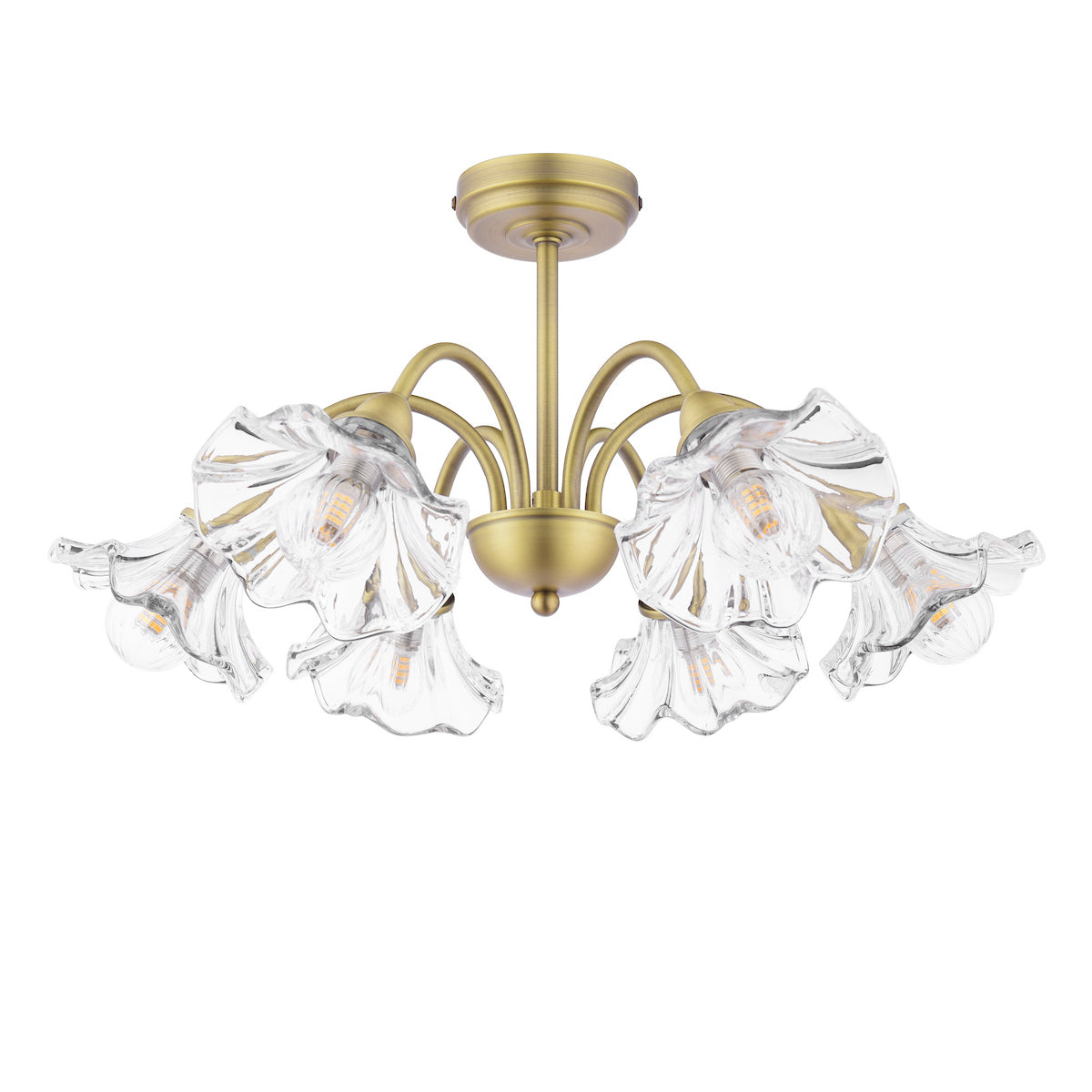 Laura Ashley Kerswell 6 Luce Semi-Flussante Ottone Antico Opaco e Vetro