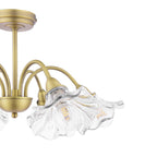 Laura Ashley Kerswell 6 Luce Semi-Flussante Ottone Antico Opaco e Vetro