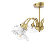 Laura Ashley Kerswell 6 Luce Semi-Flussante Ottone Antico Opaco e Vetro