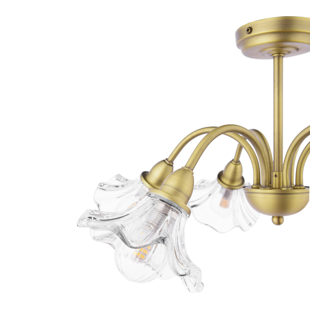 Laura Ashley Kerswell 6 Luce Semi-Flussante Ottone Antico Opaco e Vetro