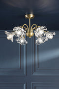 Laura Ashley Kerswell 6 Luce Semi-Flussante Ottone Antico Opaco e Vetro