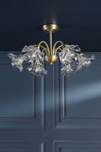 Laura Ashley Kerswell 6 Luce Semi-Flussante Ottone Antico Opaco e Vetro