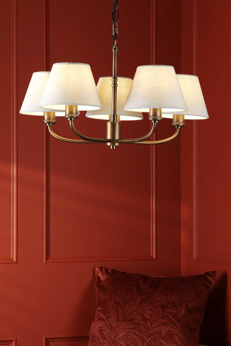 Laura Ashley Denston 5 Luci Pendenti Antico Bronzo Con Paralume