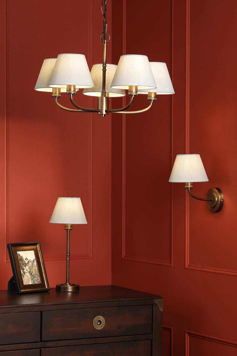 Laura Ashley Denston 5 Luci Pendenti Antico Bronzo Con Paralume