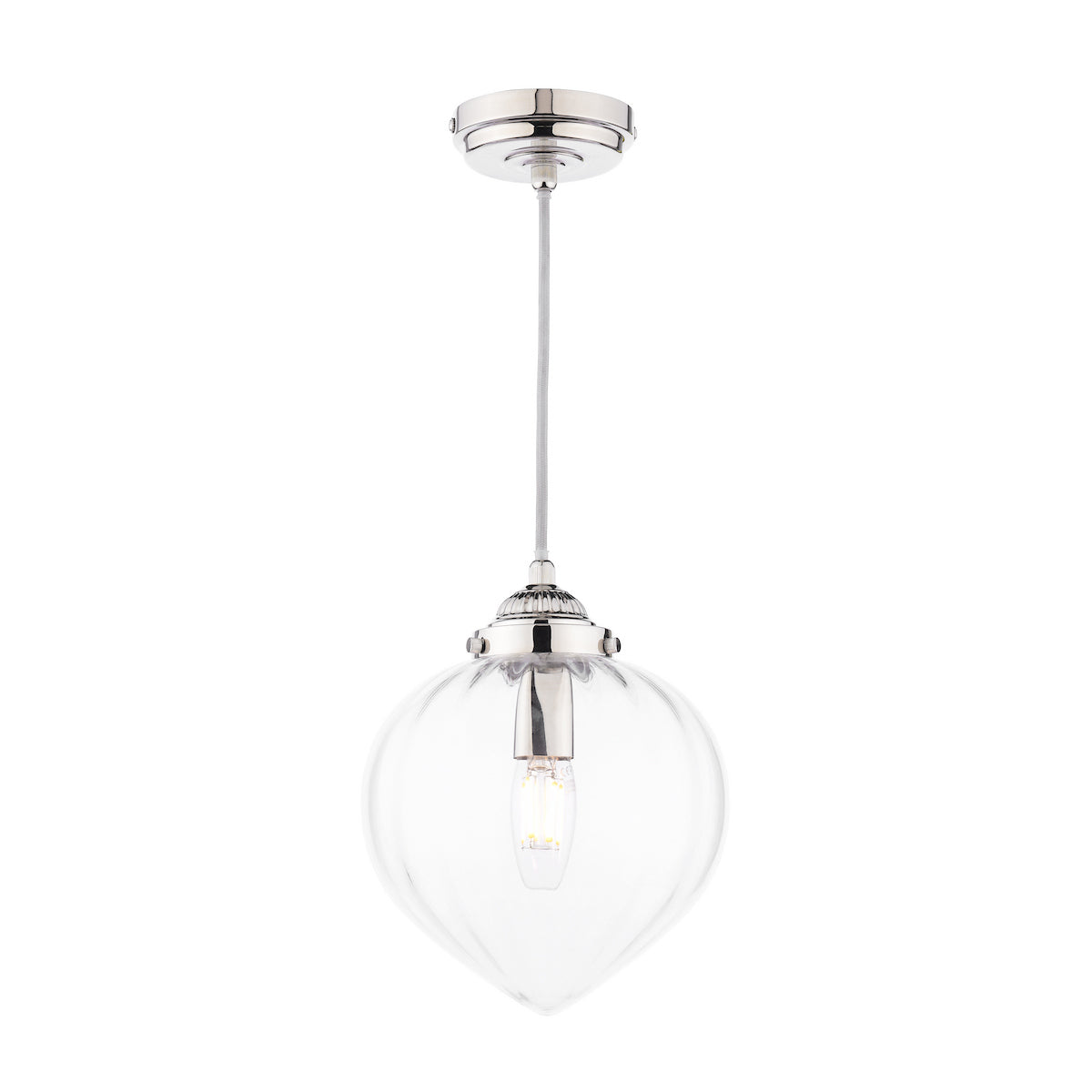 Laura Ashley Whitham Pendant in Nichel Lucido e Vetro Striato