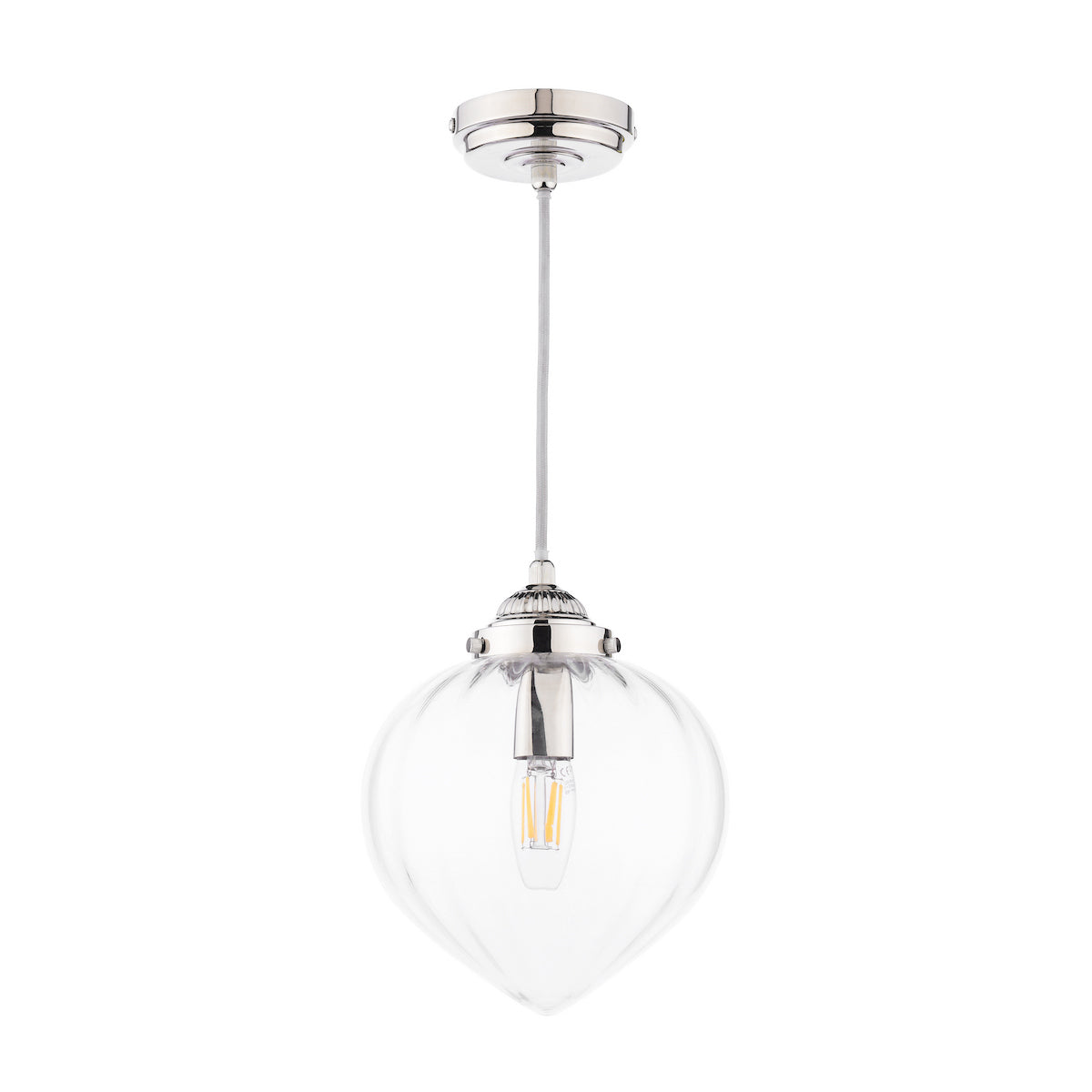 Laura Ashley Whitham Pendant in Nichel Lucido e Vetro Striato