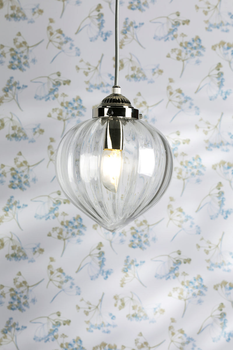 Laura Ashley Whitham Pendant in Nichel Lucido e Vetro Striato