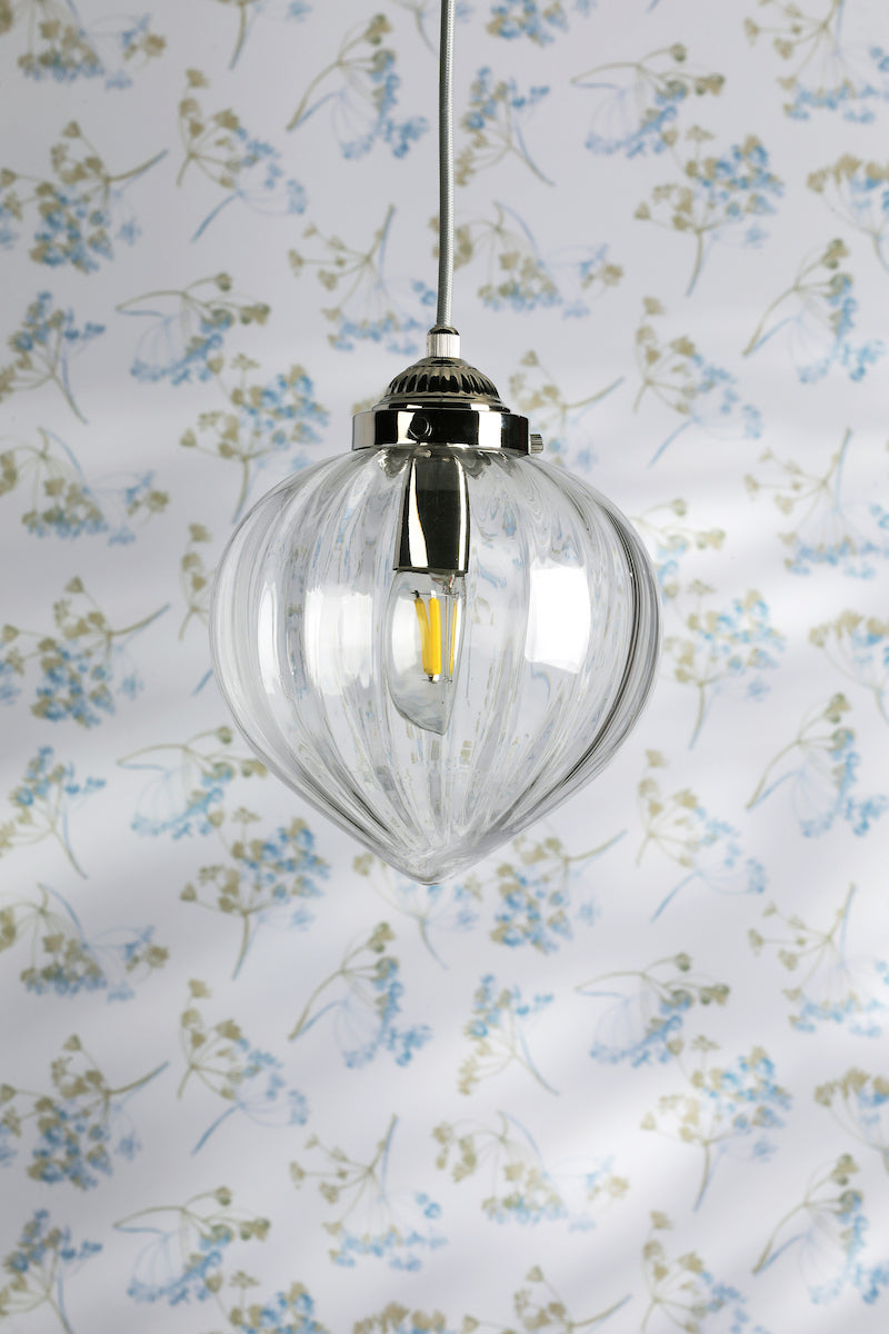 Laura Ashley Whitham Pendant in Nichel Lucido e Vetro Striato