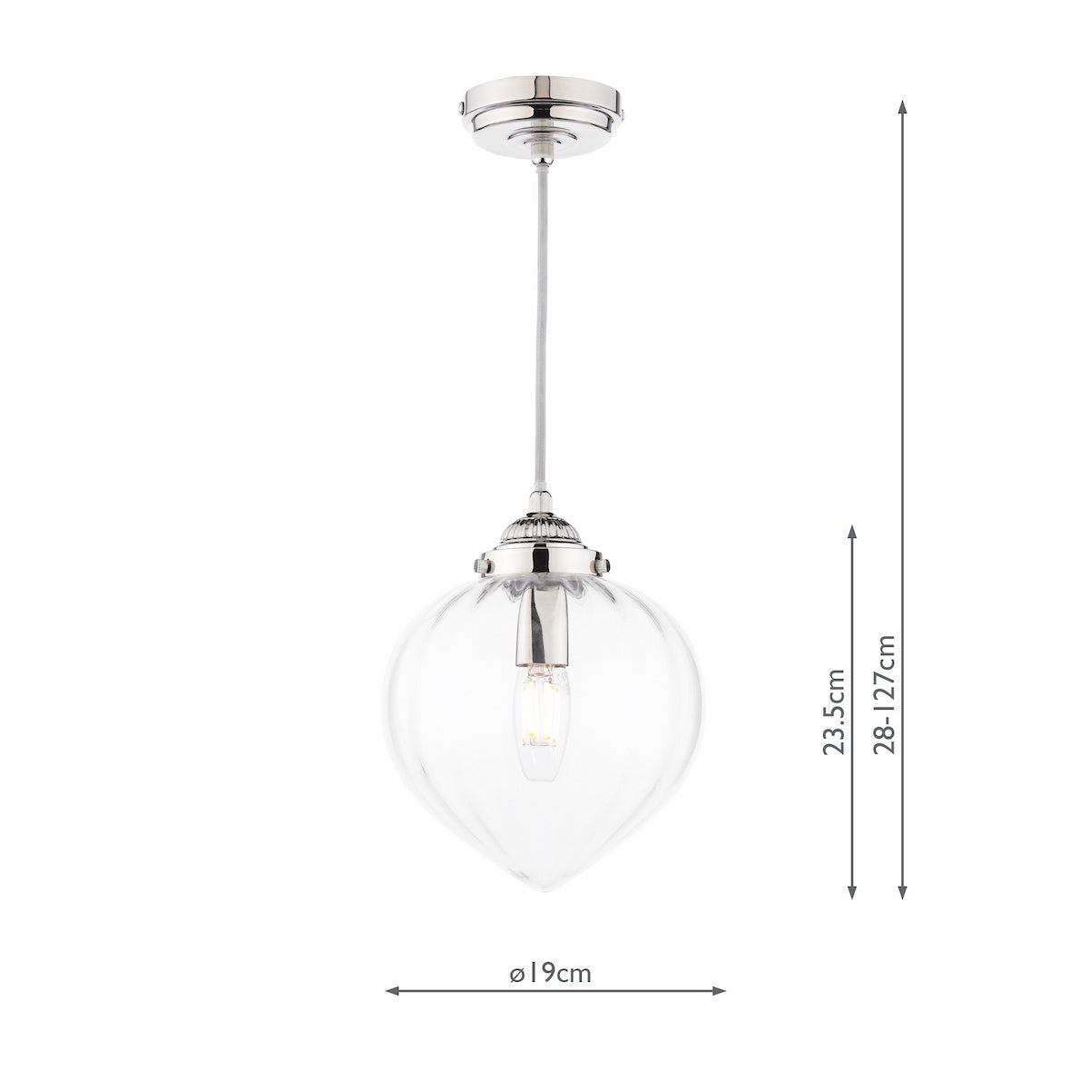 Laura Ashley Whitham Pendant in Nichel Lucido e Vetro Striato