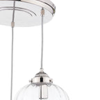 Laura Ashley Whitham Lampadario a Cluster a 3 Luci in Nichel Lucido e Vetro Rigato