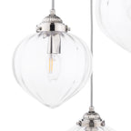 Laura Ashley Whitham Lampadario a Cluster a 3 Luci in Nichel Lucido e Vetro Rigato