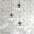 Laura Ashley Whitham Lampadario a Cluster a 3 Luci in Nichel Lucido e Vetro Rigato