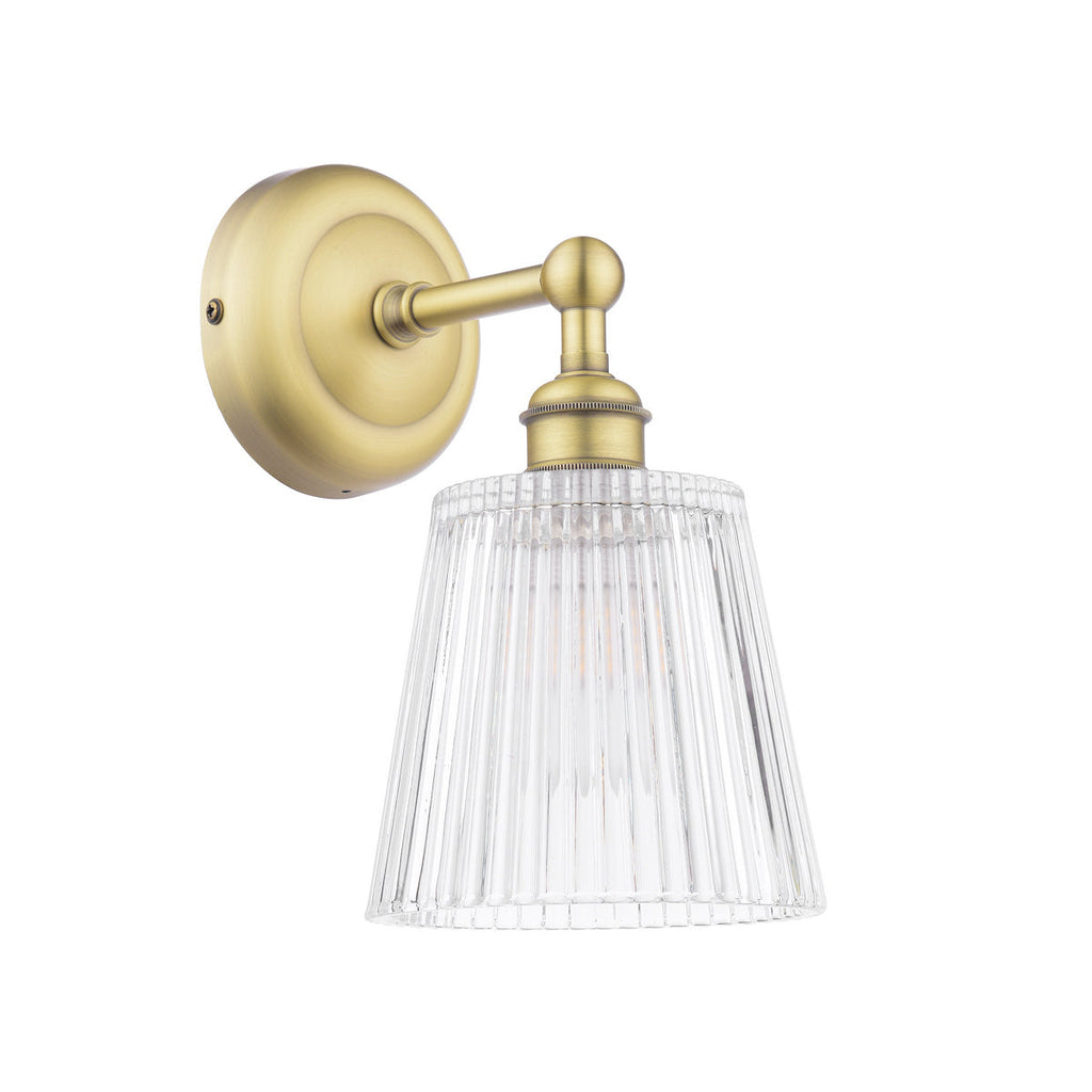 Applique da Bagno Laura Ashley Callaghan in Ottone Anticato Opaco e Vetro Rigato IP44
