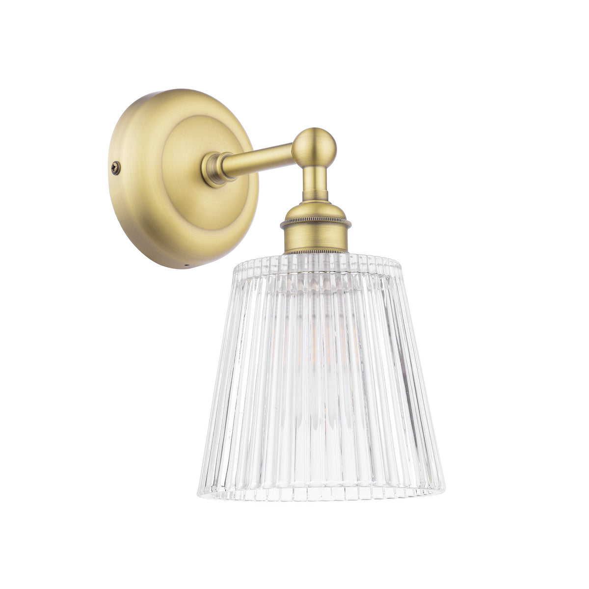 Applique da Bagno Laura Ashley Callaghan in Ottone Anticato Opaco e Vetro Rigato IP44
