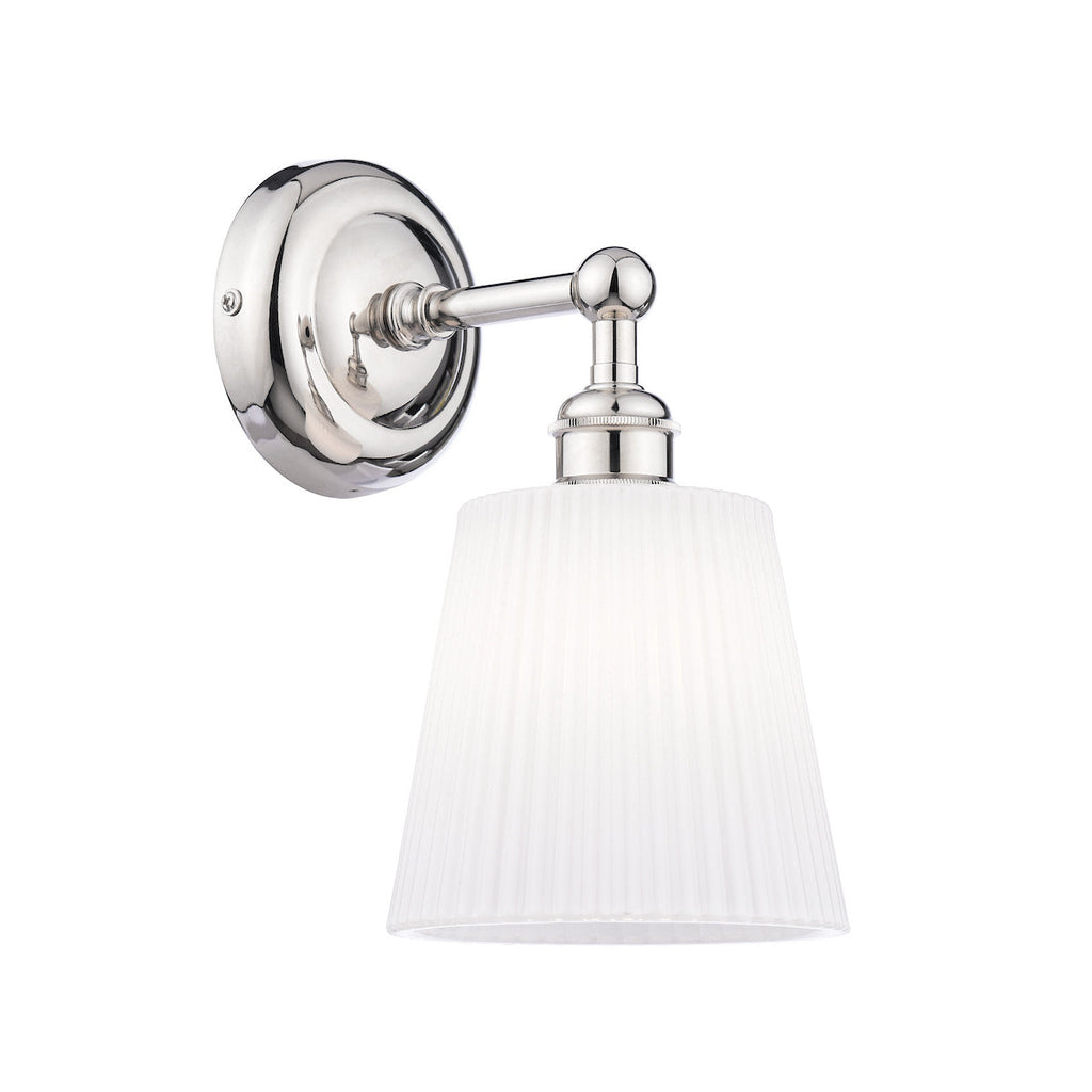 Applique da Bagno Laura Ashley Callaghan Nichel Lucido e Vetro Rigato Bianco IP44
