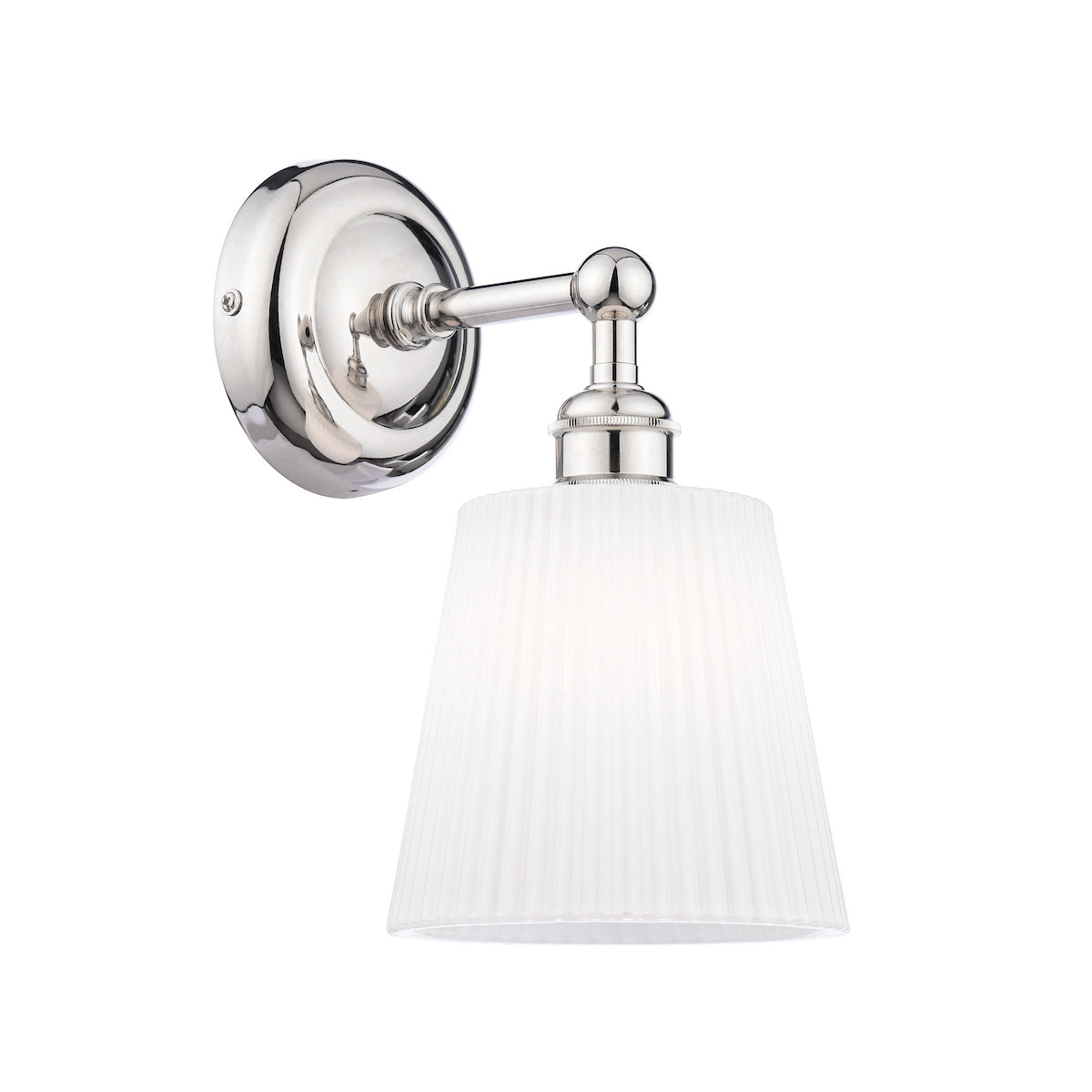 Applique da Bagno Laura Ashley Callaghan Nichel Lucido e Vetro Rigato Bianco IP44