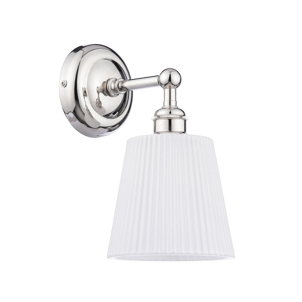 Applique da Bagno Laura Ashley Callaghan Nichel Lucido e Vetro Rigato Bianco IP44