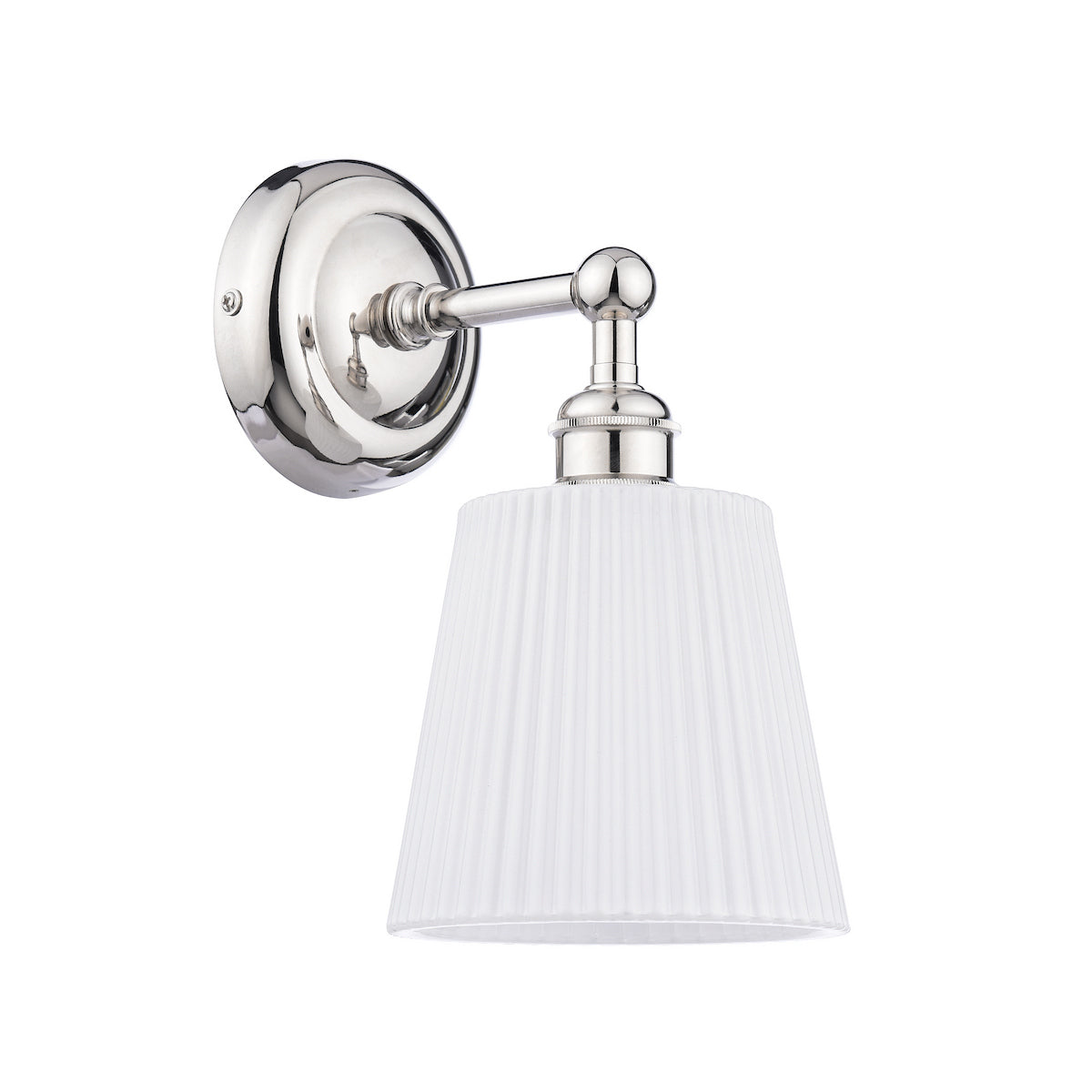 Applique da Bagno Laura Ashley Callaghan Nichel Lucido e Vetro Rigato Bianco IP44