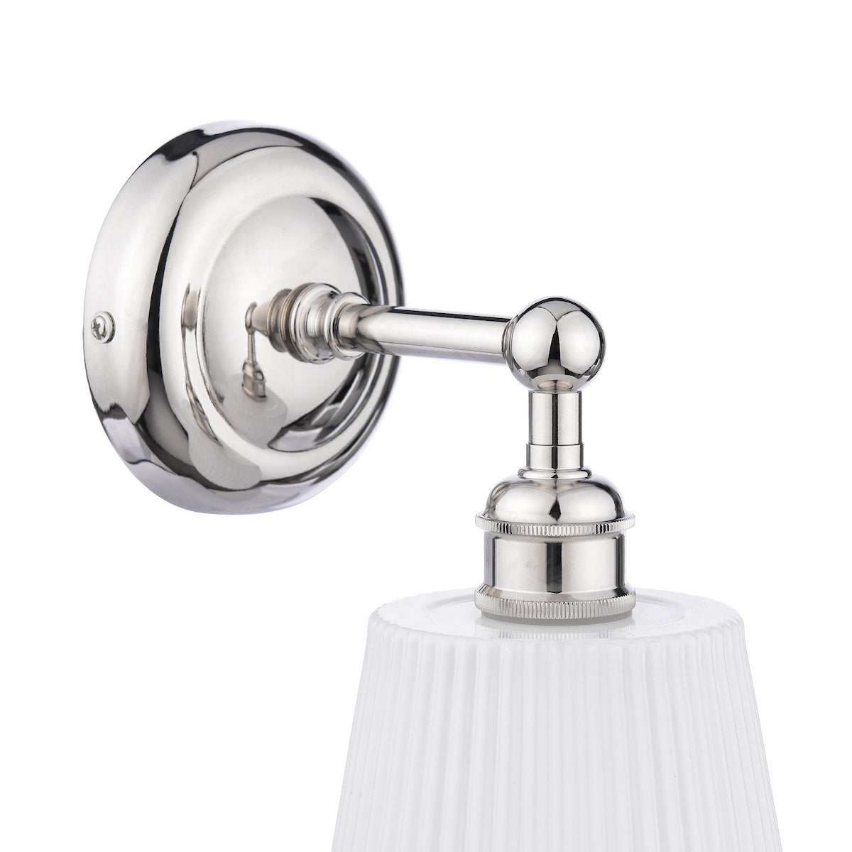Applique da Bagno Laura Ashley Callaghan Nichel Lucido e Vetro Rigato Bianco IP44