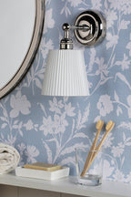 Applique da Bagno Laura Ashley Callaghan Nichel Lucido e Vetro Rigato Bianco IP44