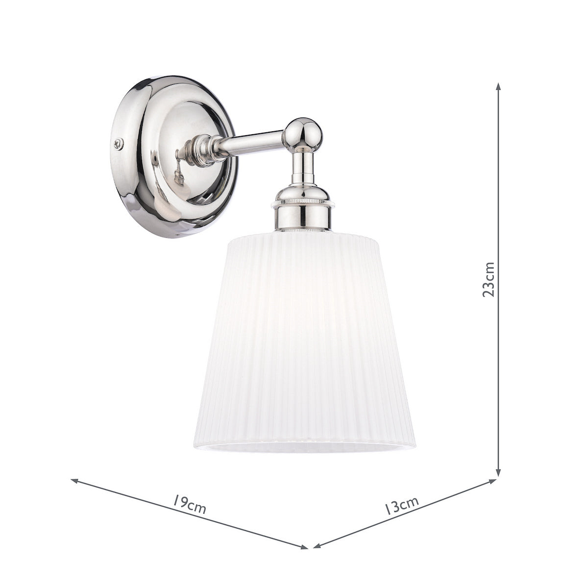 Applique da Bagno Laura Ashley Callaghan Nichel Lucido e Vetro Rigato Bianco IP44