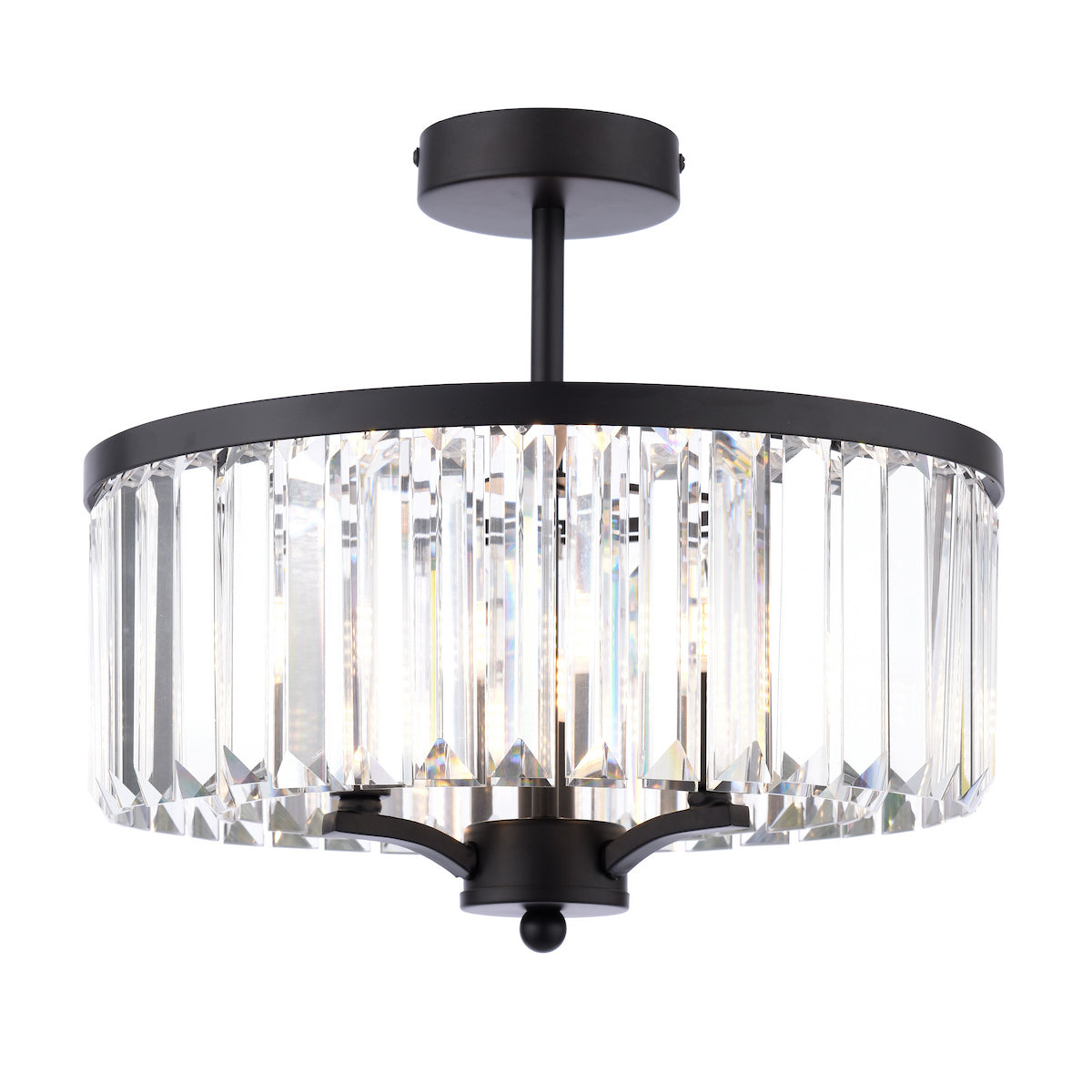 Laura Ashley Elkwood 3 Luci Semi-Flush Cristallo e Nero