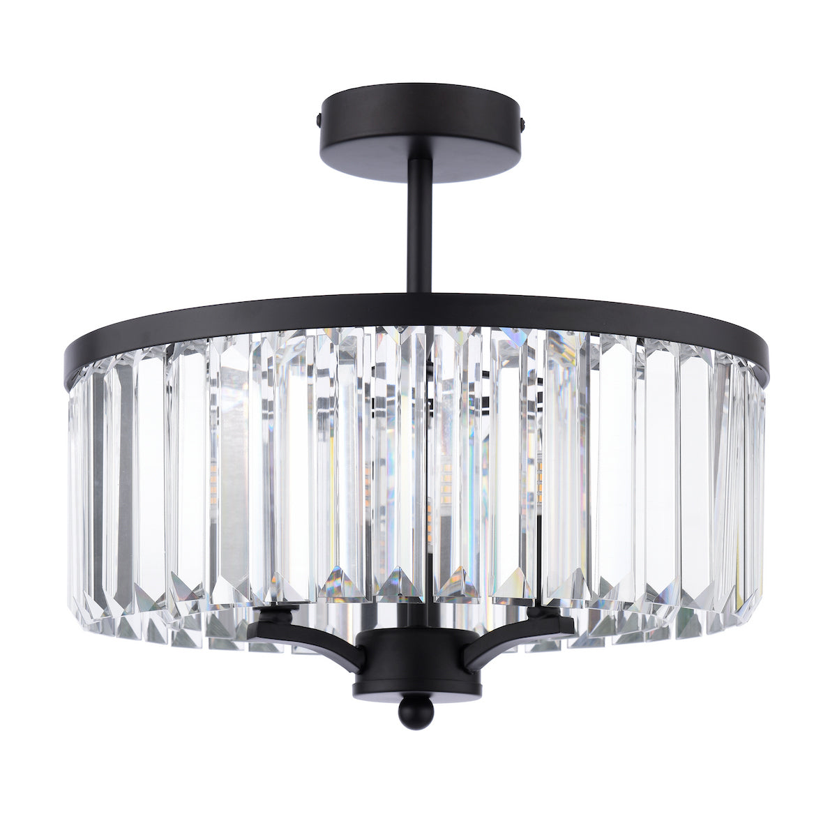 Laura Ashley Elkwood 3 Luci Semi-Flush Cristallo e Nero