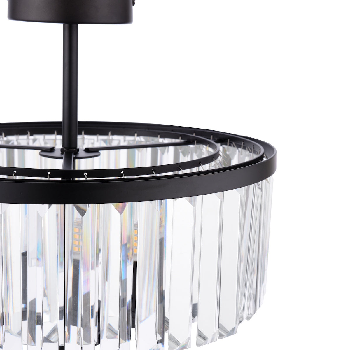 Laura Ashley Elkwood 3 Luci Semi-Flush Cristallo e Nero