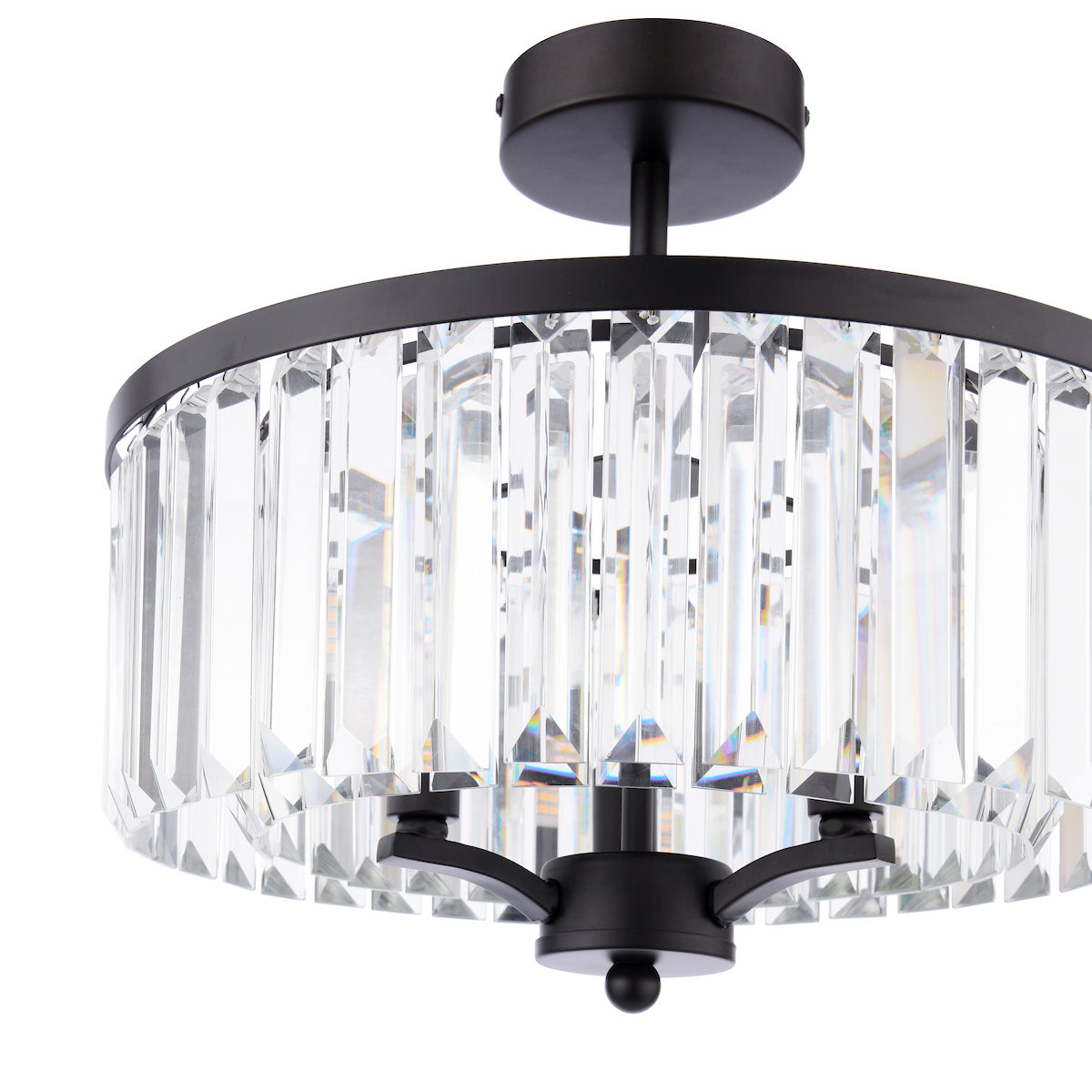 Laura Ashley Elkwood 3 Luci Semi-Flush Cristallo e Nero
