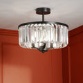 Laura Ashley Elkwood 3 Luci Semi-Flush Cristallo e Nero