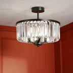 Laura Ashley Elkwood 3 Luci Semi-Flush Cristallo e Nero