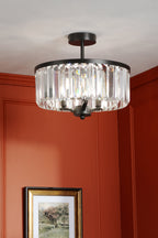 Laura Ashley Elkwood 3 Luci Semi-Flush Cristallo e Nero