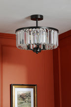 Laura Ashley Elkwood 3 Luci Semi-Flush Cristallo e Nero