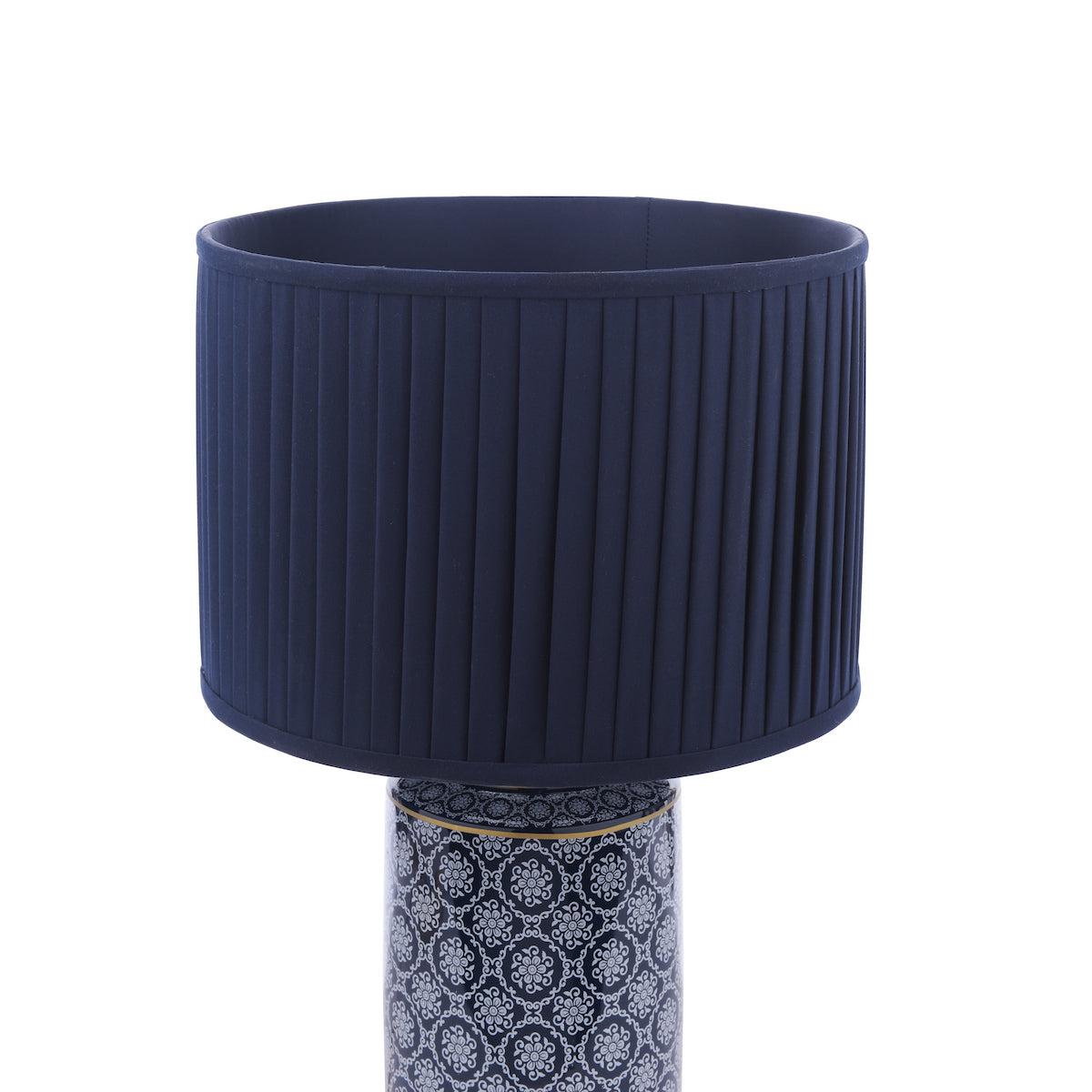Lampada da Tavolo Laura Ashley Knipton in Ceramica Blu e Ottone Antico con Paralume