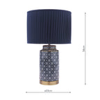 Lampada da Tavolo Laura Ashley Knipton in Ceramica Blu e Ottone Antico con Paralume