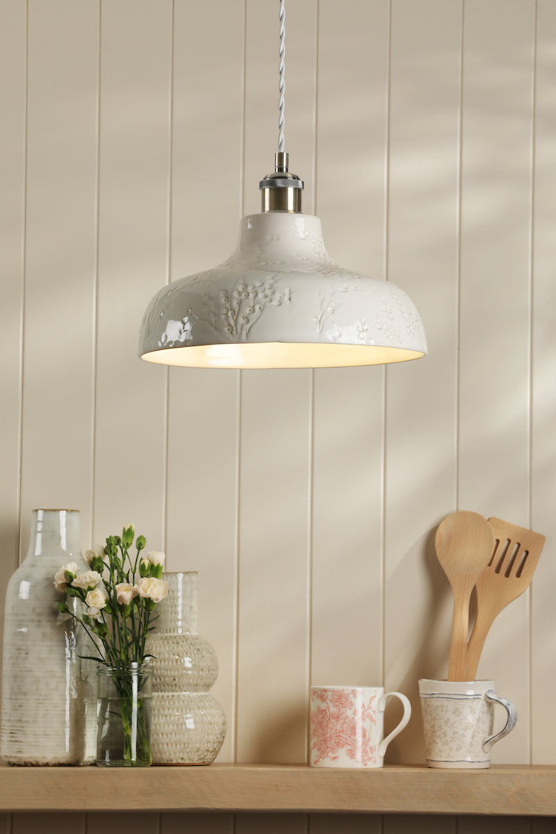 Laura Ashley Pendente Pussywillow Ceramica Bianca